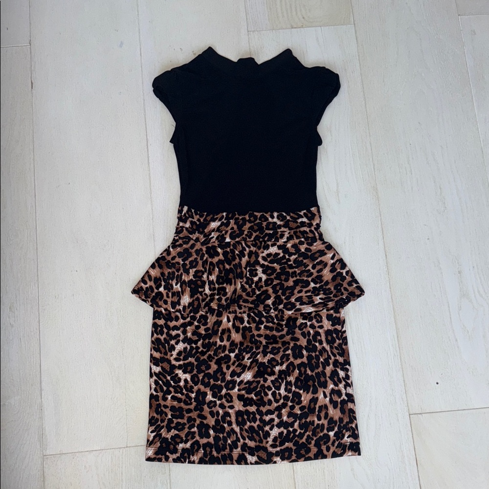 Love Culture Black and Leopard Mini Dress